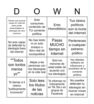 Bingo BASADON'T Bingo Card
