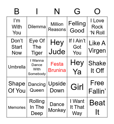 Bingo Musical - Festa Brunina Bingo Card