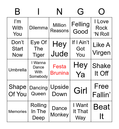 Bingo Musical - Festa Brunina Bingo Card