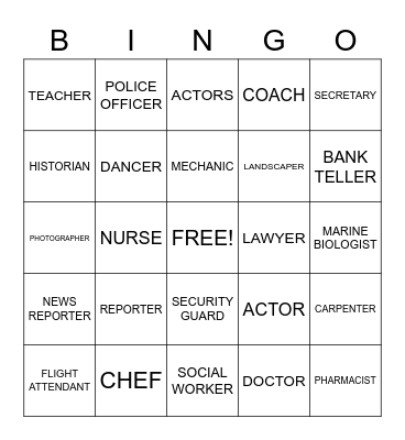 CAREERS Bingo Card