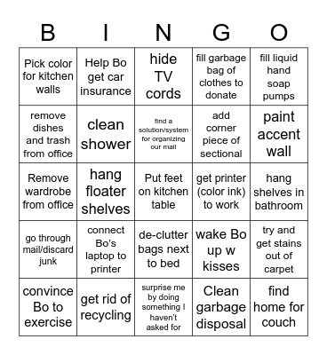 TASKS FOR ZOS Bingo Card