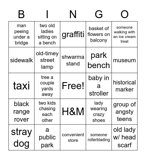 LAND BINGO!! Bingo Card