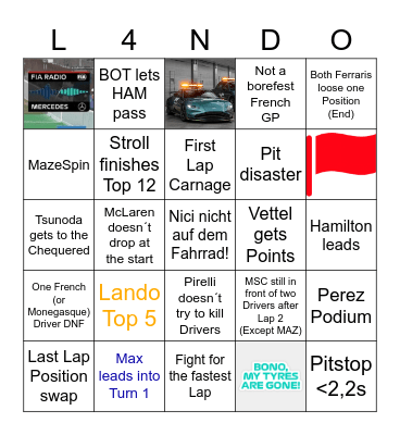 French Grand Prix BINGO Card