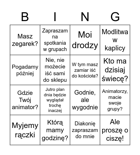 Bingo odpowiedzialnego Bingo Card