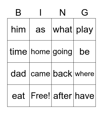 Purple and Orange Common Words Bingo Card