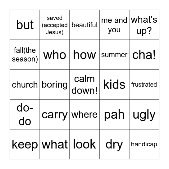 ASL Bingo Card