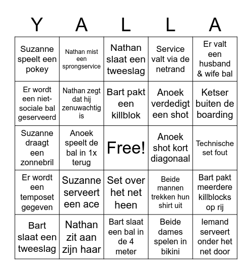 the grande finale Bingo Card