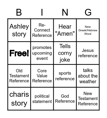 Albright Bingo Challenge Bingo Card