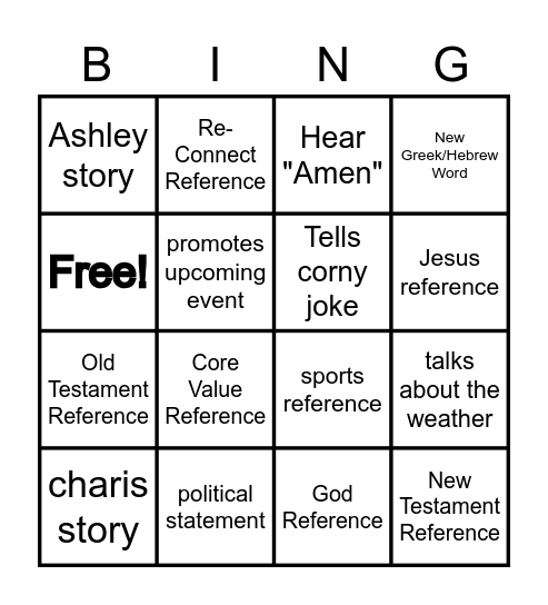 Albright Bingo Challenge Bingo Card