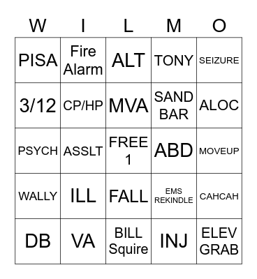 WILMO Bingo Card