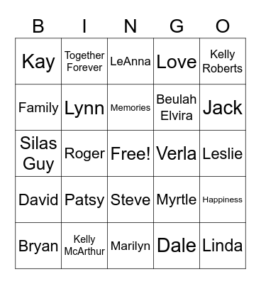 McArthur Family Bingo Card