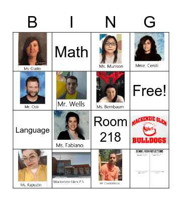MacG Bingo Card