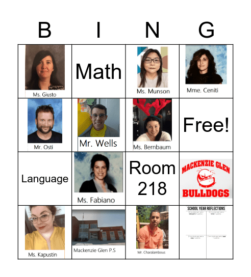 MacG Bingo Card
