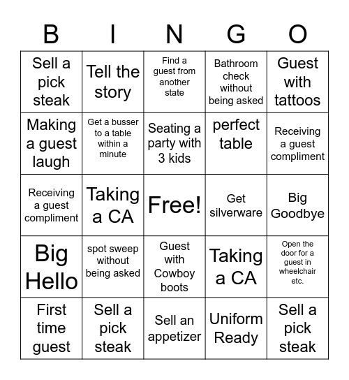 ROADIE EDITION Bingo Card