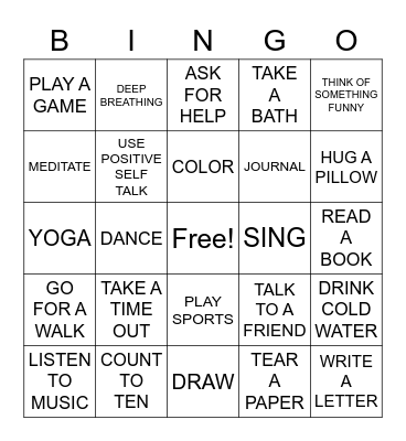 COPING SKILLS Bingo Card