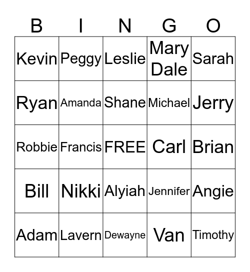 Winningham Bingo Card