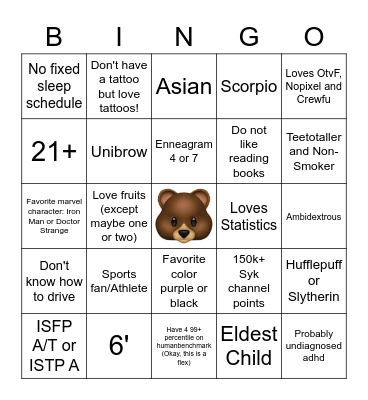 Bhawlu's Bingo Card
