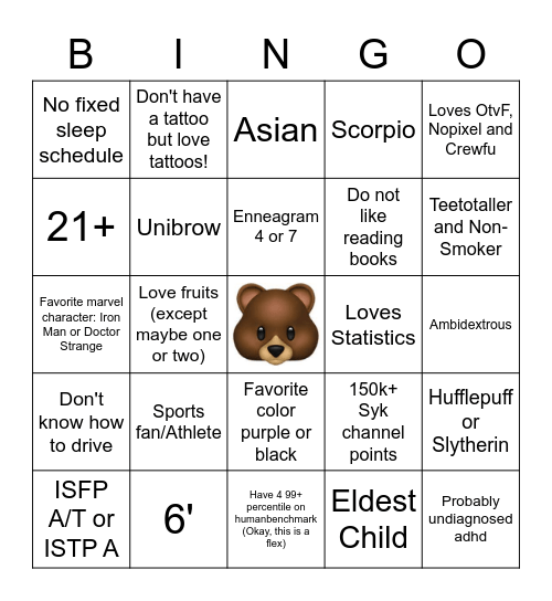 Bhawlu's Bingo Card