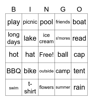 Summer Bingo Card