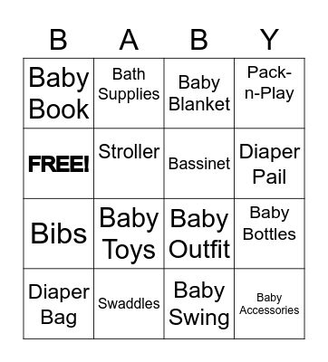 Kaley & Dane's Baby Bingo Card