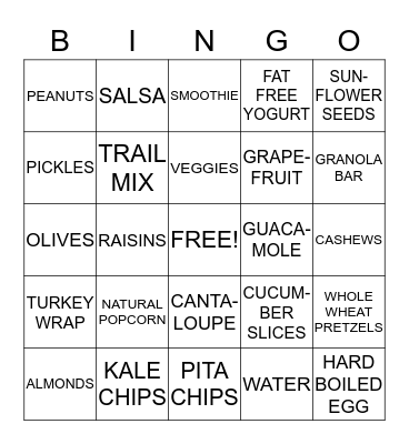 HEALTHY SNACKS BINGO Card