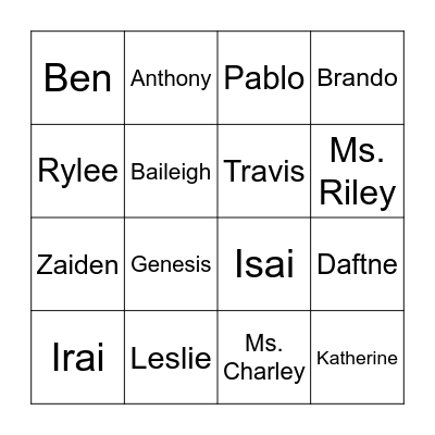 Summer School Friends Bingo Card