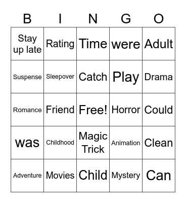Vocabulary 7o Ano Bingo Card