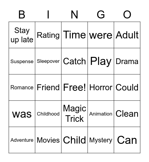 Vocabulary 7o Ano Bingo Card