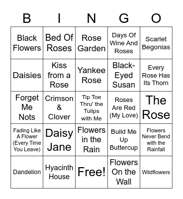 "Flowers" Bingo Card