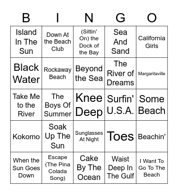 Beach Vibrations Bingo Card