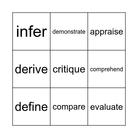 Vocabulary Bingo Card