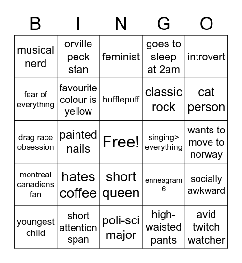 ALEX BINGO Card