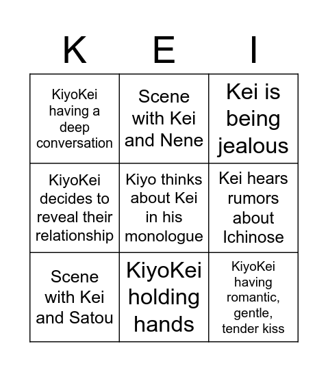 Kei y2 v4.5 Bingo Card