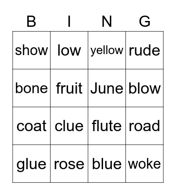 G5 U3-4 Phonics Bingo Card