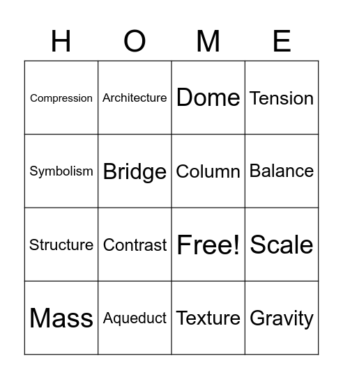 Budding Architects Bingo Card