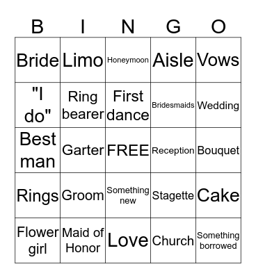 Christa's Bridal Shower Bingo  Bingo Card