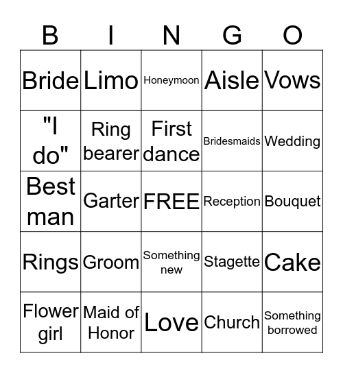 Christa's Bridal Shower Bingo  Bingo Card