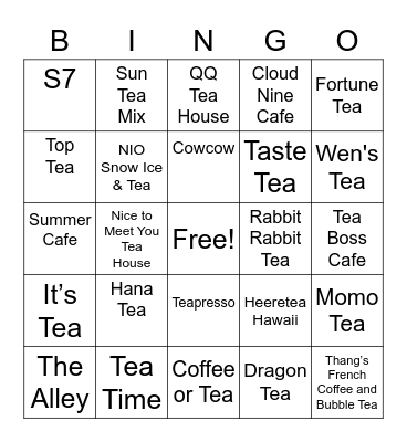 Boba Bingo Card