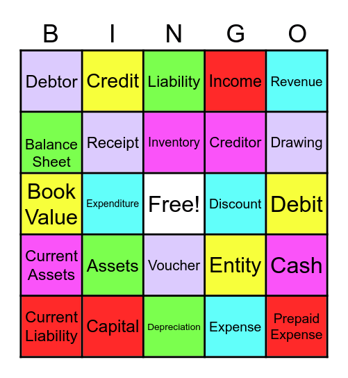 Accounting Terms Bingo Card