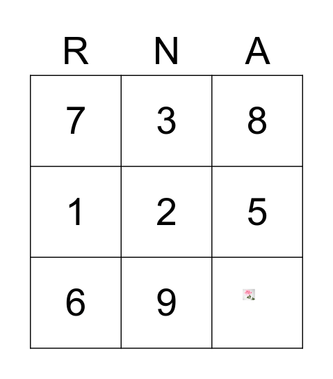 3 x 3 bingo game Bingo Card