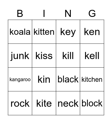 L30 Phonics Bingo Card