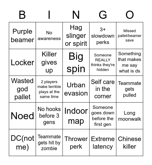 Solo Survivor Bingo Card