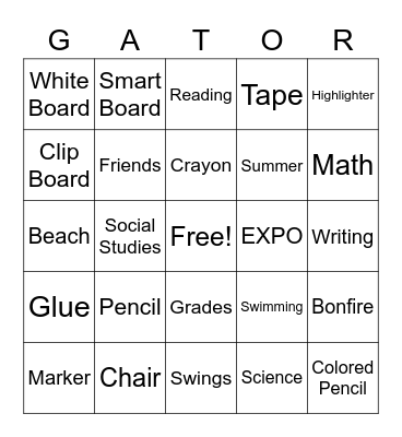 Last Week of School Bingo! Bingo Card