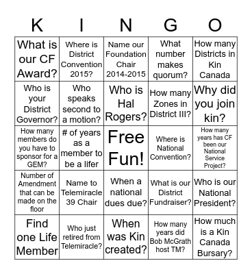 Zone A Spring Conference Bingo Card