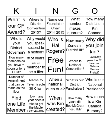 Zone A Spring Conference Bingo Card