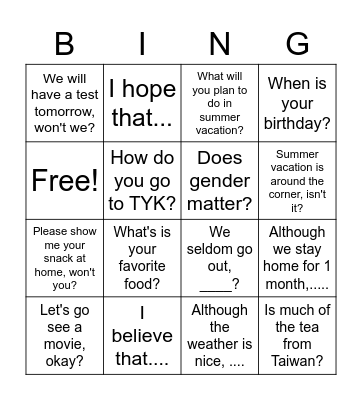 Review 3 Bingo Card