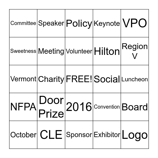 Annual Meeting Convention Bingo Card