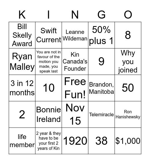 Zone A Spring Conference Bingo Card