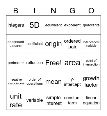 CC3 Vocabulary Review Bingo Card