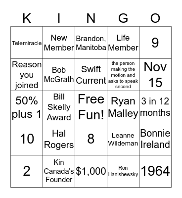 Zone A Spring Conference Bingo Card